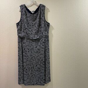 NORTH STYLE Midi Sleeveless Flare Dress Jersey Pull On Floral, Navy/White - 24W